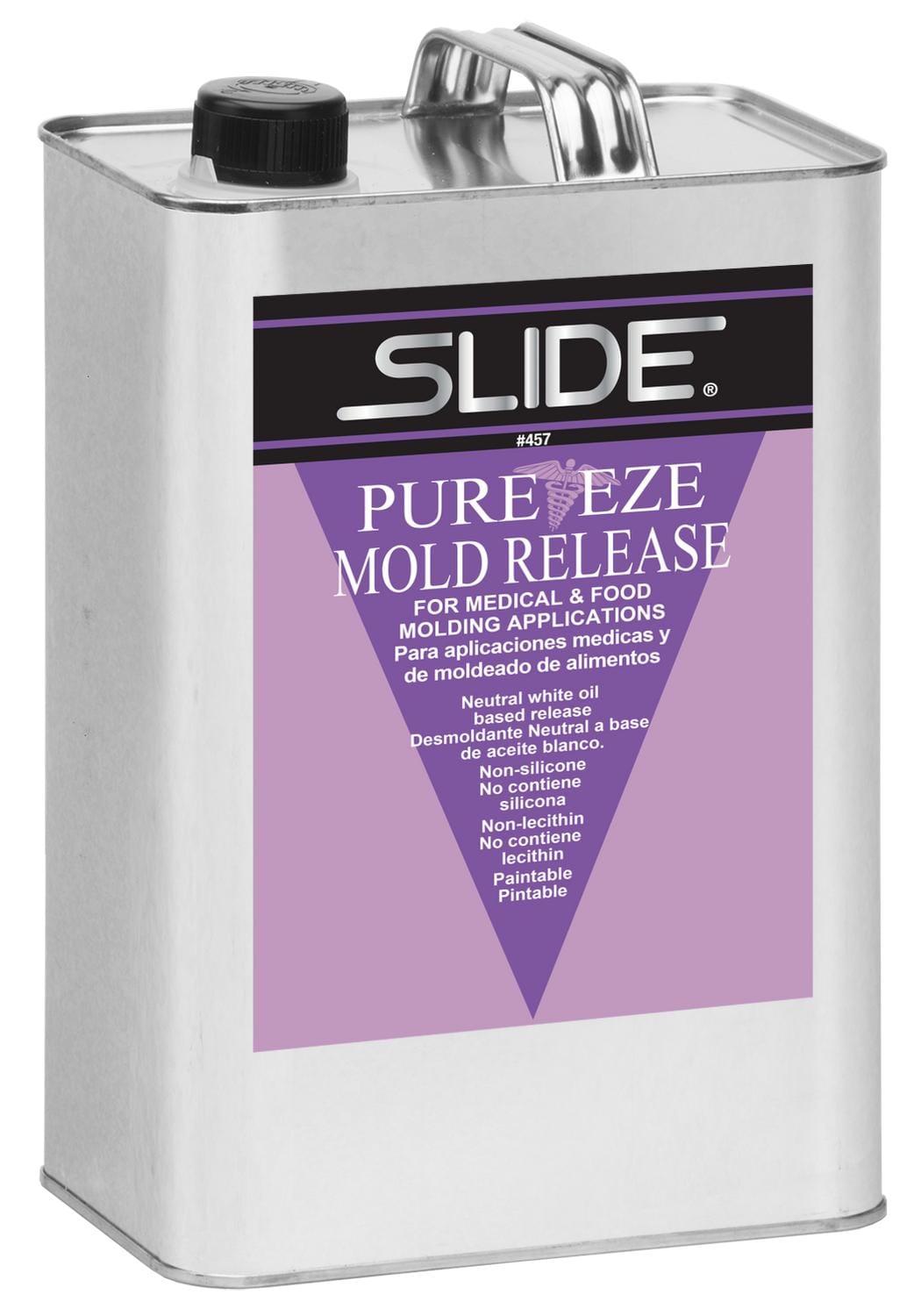 Silver metal can of Slide Pure Eze Mold Release number 457