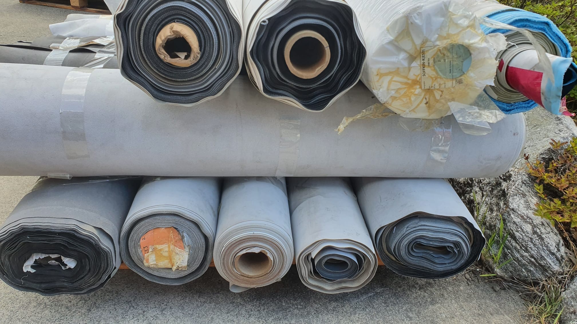 Black and grey PVC leather rolls