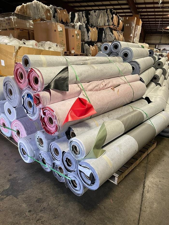 Pallet of mixed-colour Grade ABC PVC leather rolls