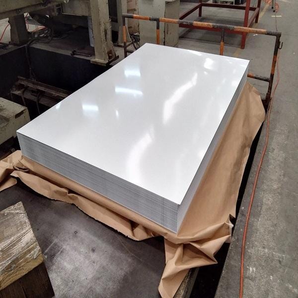 Color-coated steel plates stacked for export