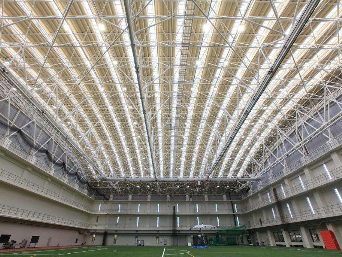 Sports stadium roofed with color-coated steel sheet