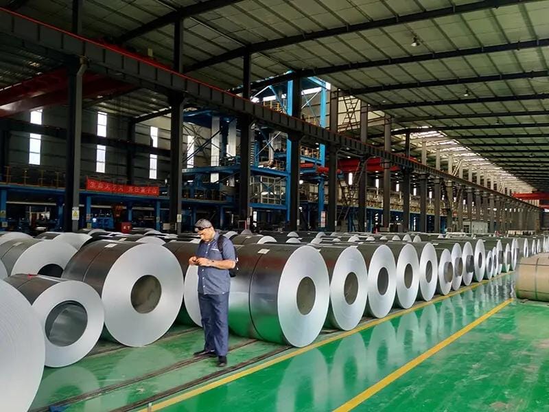 Galvanized steel coils prepared for shipment