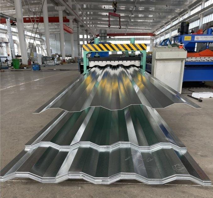 Galvanized corrugated sheets stacked for export