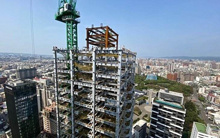 High-rise building frame using H beams
