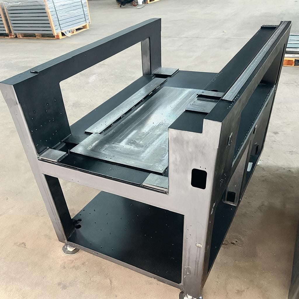 Machine frame fabricated from angle steel