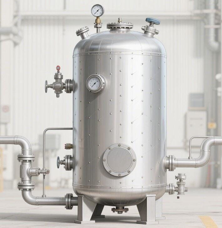 Pressure vessel fabricated from stainless steel plate